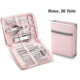 TPFBeauty Maniküre- & Pediküre-Set 26-teilig aus Kunstleder - Rosa