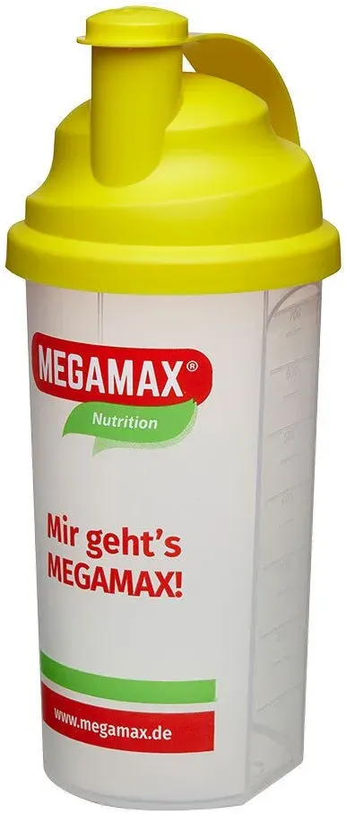 Megamax® Nutrition Mixbecher mit Siebeinsatz gelb