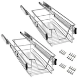 LILIIN 2 Stück Küchen Regal Teleskopschublade Aufbewahrungskörbe mit Schubladenauszüge, Schrankauszug Ausziehbare Ablage, Schrankkörbe Geeignet für 30cm Schränke(Tatsächliche Breite 27cm)