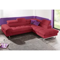 Ecksofa COTTA "Chef L-Form" Sofas Gr. B/H/T: 257cm x 72cm x 206cm, Luxus-Microfaser, Ottomane rechts, mit Kopfteilverstellung-ohne Bettfunktion, rot mit Kopfteilverstellung, wahlweise Bettfunktion