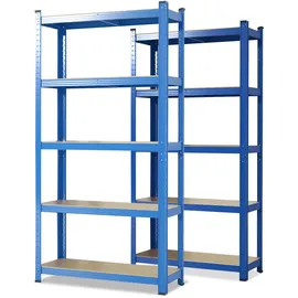 Karat Schwerlastregal Holz/Stahl 180 x 90 x 40 cm blau 2er Set