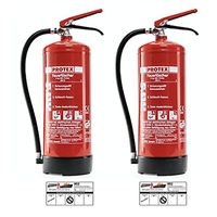 2 Pulver-Feuerlöscher – Protex PDE 6 Pulverfeuerlöscher – 6 kg - für die Brandklassen ABC – Zertifiziert nach DIN EN 3 und CE – je 9,5 kg – mit praktischer Halterung – mit Prüfplakette - Made in EU