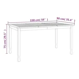 vidaXL Garten-Esstisch 150x90x75 cm Massivholz Teak