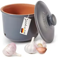 RÖMERTOPF Römertopf Frische-Topf MINI - Knoblauch Aufbewahrung 0,6 Liter Blau-Grau, (Set), aus Naturton grau