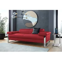 2-Sitzer W.SCHILLIG "finn", rot (ruby rot z59), B:210cm H:71cm T:106cm, Flachgewebe S22 (100% Polyester);Stoff S37 (100% Polyester);Longlife Xtra-Leder Z59: Glattleder mit modischer Prägung. Hautstärke 0, 9 - 1, 1 mm, Sofas, German Design Award 2016, Fußgestell Chrom glänzend, Breite 210 cm