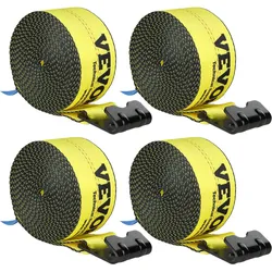 VEVOR Truck Straps Windengurte 4" x 30' mit flachem Haken zum Abschleppen, 4er-Pack, Gelb