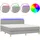 vidaXL Boxspringbett mit Matratze & LED Hellgrau 180x200 cm Stoff