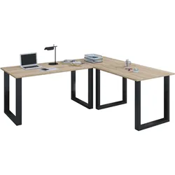 VCM Holz  Schreibtisch Computertisch Arbeitstisch Büromöbel Eckschreibtisch Lona Tiefe 50 U Alu Schwarz