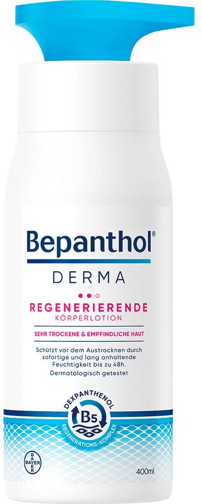 Bepanthol® Derma Regenerierende Körperlotion, Köperpflege für empfindliche und sehr trockene Haut, dermatologisch getestete Feuchtigkeitscreme mit Dexpanthenol