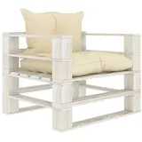 vidaXL Garten-Palettensofa mit Kissen in Creme Holz