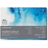 Winsor & Newton 6664001 Professional Aquarellpapier im Block - 20 Blatt 17,8 x 25,4cm, 300g/m2, Feinkorn, helles natürliches weißes Papier in archivierbarer Qualität, gilbbeständig