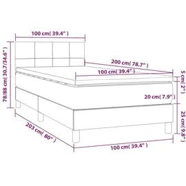vidaXL Boxspringbett 100 x 200 cm Dunkelgrau