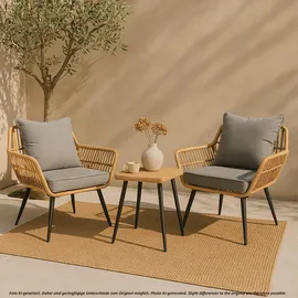 Mendler Poly-Rattan Garnitur 7-tlg. Dunkelgrau