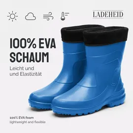 Ladeheid Thermo Eva Gummistiefel Damen gefüttert wasserdichte und federleichte Regenstiefel Damen LA-800-2017 (Kornblume/Schwarz, 37 Eu)
