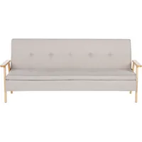 Beliani Sofa Beige Polsterbezug 3-Sitzer Schlafsofa Stoff - heller Holzfarbton TJORN