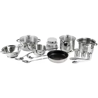 SAN Ignacio Kochtopfset, Silber, Metall, 18-teilig, 16 cm, Kochen, Töpfe, Topfsets