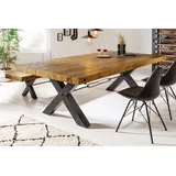 Riess-Ambiente Esstisch THOR - 240cm vintage braun recyceltes Pinienholz Industrial Design X-Gestell