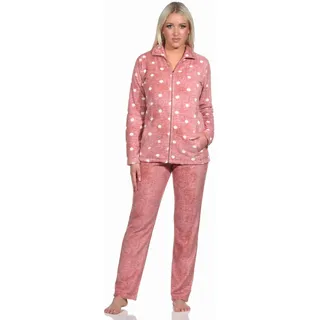 Normann Kuschelig Warmer Damen Hausanzug aus Coralfleece in toller Tupfen Punkte Optik, Farbe:rosa, Größe:36/38 - 36-38