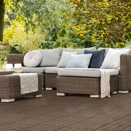 ECD Germany WPC Terrassenfliesen Dunkelbraun 30 x 30 cm 44 St.