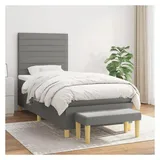 vidaXL Boxspringbett 100 x 200 cm Dunkelgrau