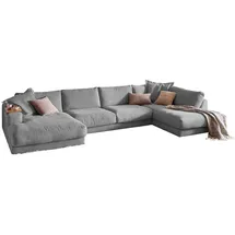 KAWOLA Wohnlandschaft U-Form Madeline Cord Longchair links grau