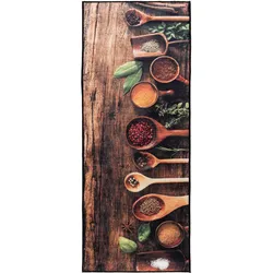 Küchenläufer SEHRAZAT "Kitchen 3060", braun (braun, rot), B:65cm H:8mm L:180cm, Kunstfaser, Teppiche, waschbar, Flachgewebe, Läufer, rutschfest, Kurzflor, Pflegeleicht