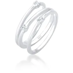 Elli Fingerring »Ring Wickelring Zirkonia Filigran 925 Silber« Elli Silber 56