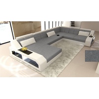 Sofa Dreams Wohnlandschaft Stoffsofa Polstersofa Matera XXL U Form Couch Stoff Sofa, mit LED, wahlweise mit Bettfunktion als Schlafsofa, Designersofa grau