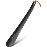 ZOMAKE Schuhlöffel Lang 30cm Schuhanzieher Lang Metall,Langer Schulöffel Edelstahl Stabil(1er Schwarz B) - 11.8 Inches