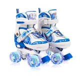 FWFX Rollschuhe für Kinder, 4 Größen Verstellbar Mit Leuchtenden Rädern Rollschuhe für Mädchen und Jungen, Quad Roller Skates mit für Anfänger und Teenager, Drinnen und draußen