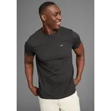 Bruno Banani T-Shirt BRUNO BANANI, Herren, Gr. 3XL (64/66), grau (dunkel grau), Single Jersey, Obermaterial: 100% Baumwolle, meliert, slim fit hüftlang, Rundhals, gerader Abschluss, Shirts T-Shirt, Mit Doppelkragen und Zierbrusttasche