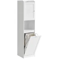 VASAGLE Badkommode Badezimmerschrank hoher Badschrank, herausnehmbarer Wäschesack mit Griffen