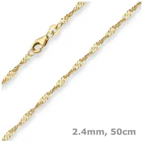 Schmuck Krone Goldkette 2,4mm Singapurkette aus 333 Gelbgold 50cm, Gold 333 goldfarben