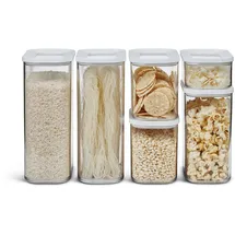 Mepal 6-teiliges Set Vorratsdosen mit Deckel - Lebensmittelbehälter Rechteckige - Küchenorganizer aus Kunststoff - Vorratsbehälter Luftdicht - 2x 2000 ml, 2x 1000 ml, 1x 1500 ml & 1x 425 ml - White
