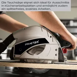 Practixx Tauchsäge PX-TS-55 55mm Schnitttiefe 3x 500mm Schiene + 48Z
