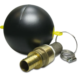 Schwimmende Entnahme Messing/PE 1" Schlauchtülle 10 Bar: Schwimmerkugel m. Rückschlagventil und Tülle