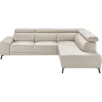 Candy 3C Candy Ecksofa »Greve B/T/H: 249/209/79 cm L-Form«, wahlweise mit motorischem Sitzvorzug, manuelle Kopfteilverstellung weiß