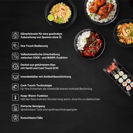 Lauben LBNRC600BC, Dampfgarer + Reiskocher, Schwarz