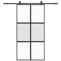 vidaXL Schiebetür mit Beschlag Schwarz 102,5x205 cm Hartglas