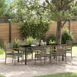 vidaXL Gartenmöbel-Set 7-tlg. Grau/Schwarz