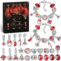 Hymarvo Adventskalender 2025 – Schmuck-Bastelset für Mädchen mit 24 DIY-Überraschungen, Charms & Armbändern – Weihnachtsgeschenk für Kinde... - Rot