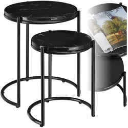 tectake® Beistelltisch, hochwertige Marmorplatten, kein Aufbau, ineinander schiebbar