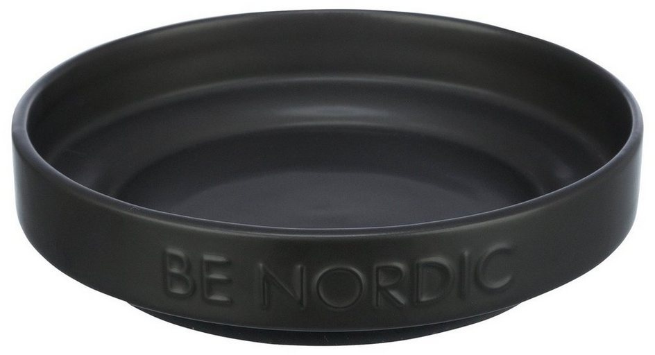 TRIXIE Futterbehälter BE NORDIC Keramiknapf schwarz für Hunde, Fassungsvermögen: 300 ml / flache Ausführung / Durchmesser: 16 cm