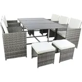 VCM 9-tlg Sitzgruppe Gartenmöbel Set Rattan Raloso