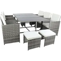 VCM 9-tlg Sitzgruppe Gartenmöbel Set Rattan Raloso
