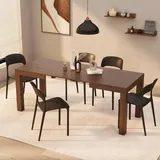 MOBILI FIVER, First ausziehbarer Tisch, 120(200) x80 cm, Nussbaum Canaletto, Made In Italy