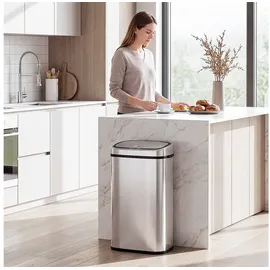 Homcom Automatik Mülleimer 68 l Silber
