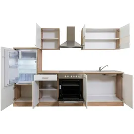 Respekta Küchenzeile Merle 270 cm weiß/eiche sägerau nachbildung