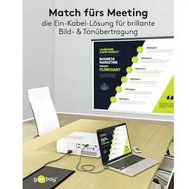 goobay USB C auf HDMI 2.0 Kabel 3,0 m silber, schwarz, 1 St.