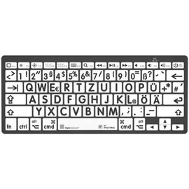LogicKeyboard MAC Bluetooth Großdruck-Tastatur Schwarz auf Weiß, Mini-Layout